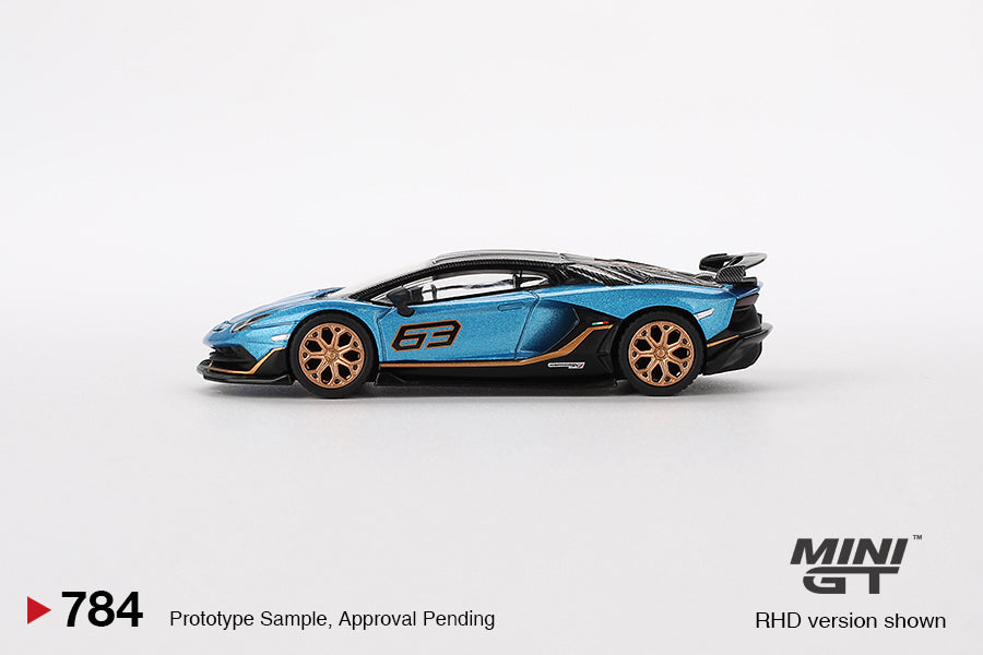 Mini GT Lamborghini Aventador SVJ 63 Blu Aegir