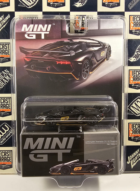 Mini GT Lamborghini Aventador SVJ 63 Roadster Nero Aldebaran