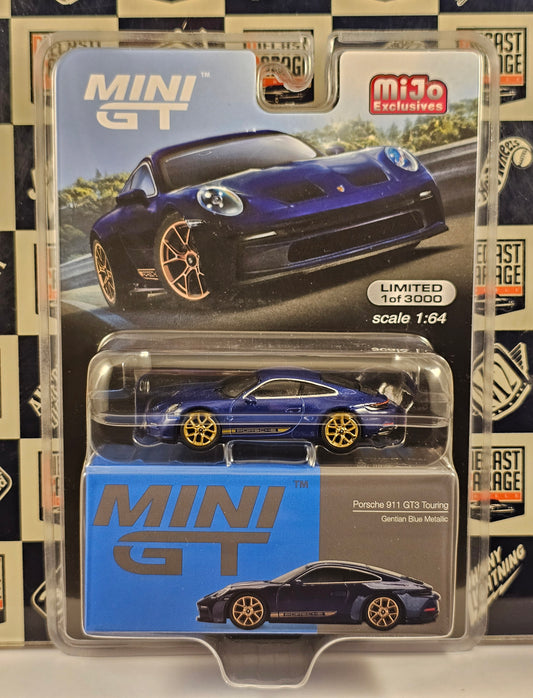 Mini GT Porsche 911 (992) GT3 Touring Gentian Blue Metallic