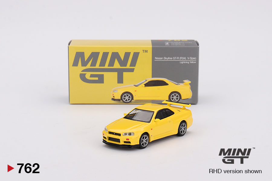 Mini GT Nissan Skyline GT-R (R34) V-Spec Lightning Yellow