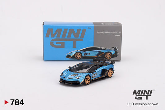 Mini GT Lamborghini Aventador SVJ 63 Blu Aegir