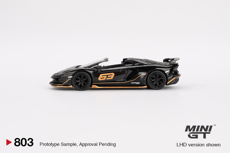 Mini GT Lamborghini Aventador SVJ 63 Roadster Nero Aldebaran