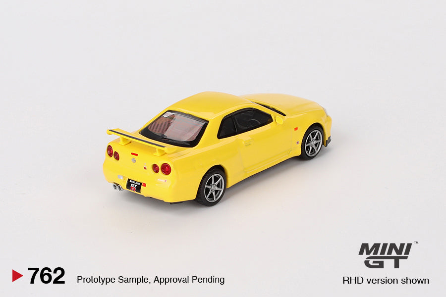 Mini GT Nissan Skyline GT-R (R34) V-Spec Lightning Yellow
