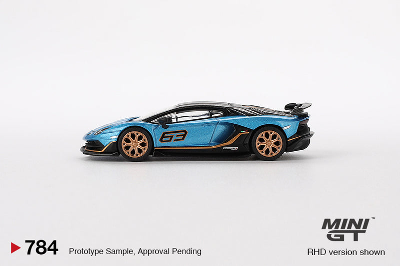 Mini GT Lamborghini Aventador SVJ 63 Blu Aegir